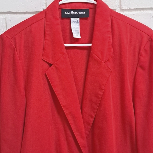 Sag Harbor Red 1 Button Closure Business Blazer Jacket. Size 16 - Picture 2 of 9